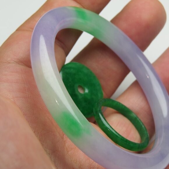 "Natural Jade bangle + REE Jade Ring Jade Donut 55mm" - Picture 3 of 3
